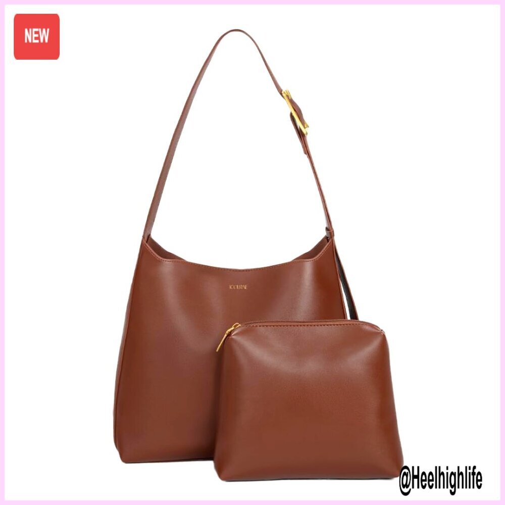 Vegan Leather Tote Bag Slouchy Hobo Designer Handbag Work Travel Purse